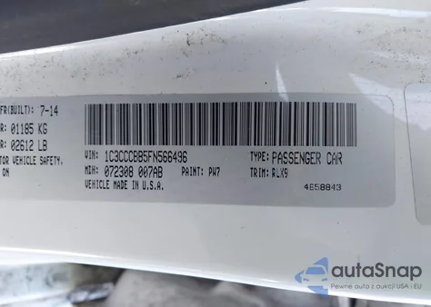 2015 Chrysler 200 S z USA, uszkodzony, nr VIN 1C3CCCBB5FN566496